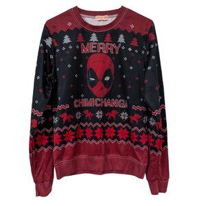 Marvel Deadpool Merry Chimichanga Women's Ugly Christmas Sweater, Small, Black